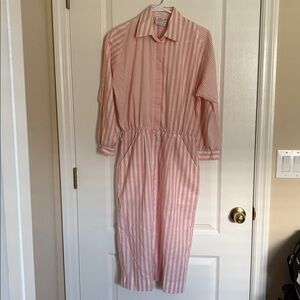 Vintage Serbian Design by Marianne made in USA Pink and White PinStrip Dreas